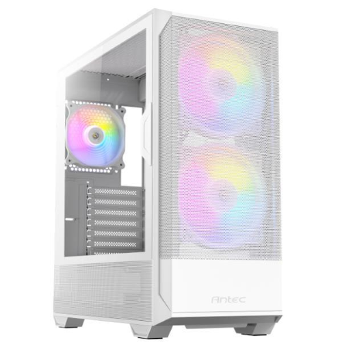 ANTEC NX416L ARGB CASE MIDI TOWER PANNELLO FRONTALE IN RETE AD ALTO FLUSSO D'ARIA 2 VENTOLE ARGB DA 160mm FRONTALI 1 ARGB DA 120mm POSTERIORE PANNELLO LATERALE IN VETRO TEMPERATO ATX/ITX/mATX BIANCO